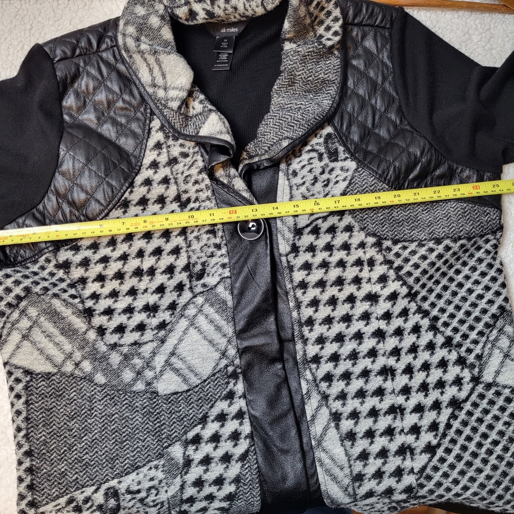 Ali Miles Patchwork Houndstooth Cardigan Blazer W… - image 3